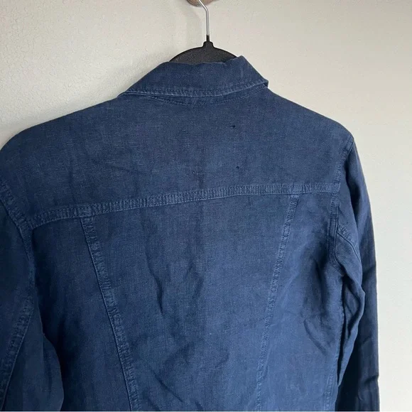 L’AGENCE Celine Slim Femme Jacket Marine Navy Blue Linen Casual Women’s Small - Picture 11 of 12